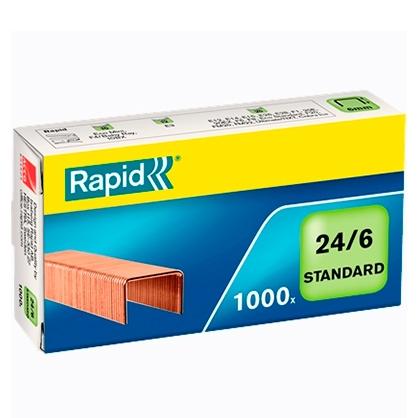 RAPID GRAPAS ESTÁNDAR 24/6 COBREADAS -CAJA DE 1000-