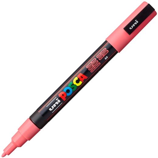 Posca PC-3M Marcador de Pintura - Punta de Poliester Conica 0.9-1.3mm - Tinta Base al Agua - Resistente a la Luz - Color Rosa Coral