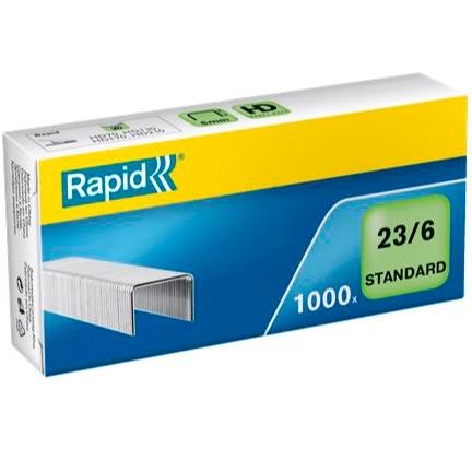 RAPID GRAPAS ESTÁNDAR 23/6 GALVANIZADAS -CAJA DE 1000-