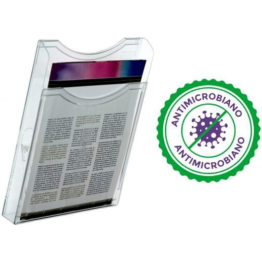 ARCHIVO 2000 EXPOSITOR MURAL ANTIMICROBIANO 27X234X300MM A4 VERTICAL 1 COMPARTIMENTO POLIESTIRENO TRANSPARENTE
