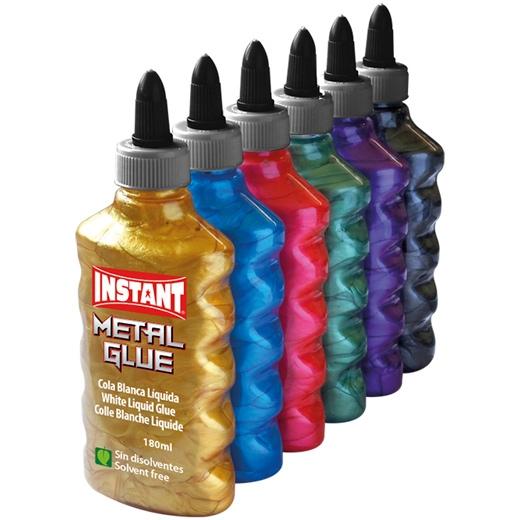 INSTANT COLA METALIZADA METAL GLUE BOTELLA 180ML 6 C/SURTIDOS