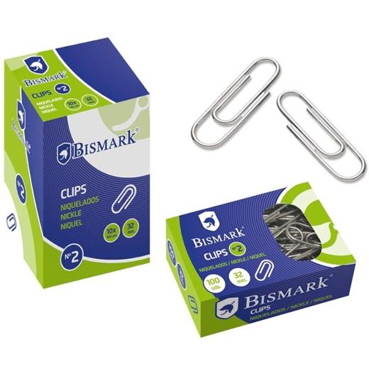BISMARK CLIPS NIQUELADOS Nº2 32MM -CAJA DE 100U-