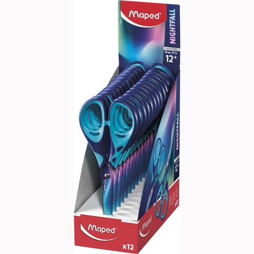 MAPED TIJERAS NIGHTFALL 16CM MULTICOLOR C/12U
