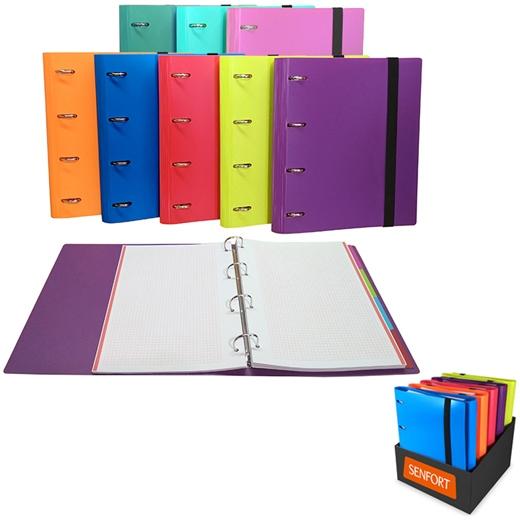 SENFORT CARPETA ANILLAS 4 X 30MM RINGBOOK C/RECAMBIO 120H A4 C/GOMA 4 SEPARADORES C/SURTIDOS