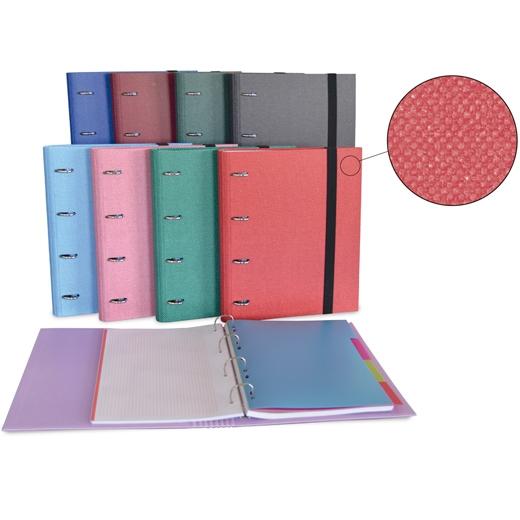SENFORT CARPETA ANILLAS 4 X 30MM RINGBOOK C/RECAMBIO 120H A4 C/GOMA 4 SEPARADORES FORRADO COTTON C/SURTIDOS