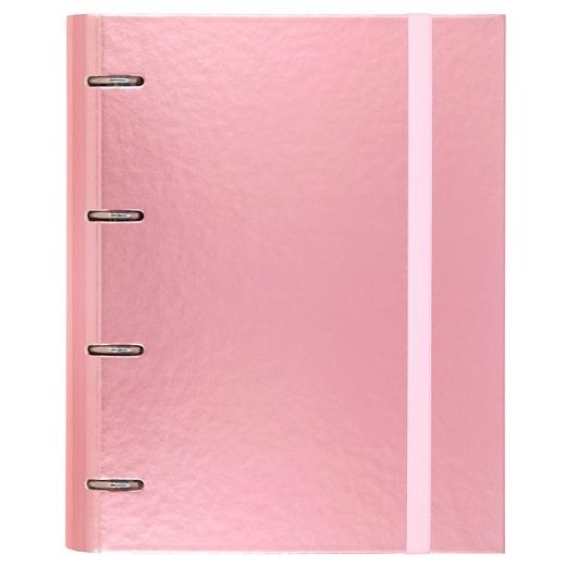 CARCHIVO CARPETA ANILLAS 4 X 35MM CARPEBLOCK METAL C/RECAMBIO 100H A4 90GR 1 BANDA COLOR CARTÓN PLASTIFICADO ROSA