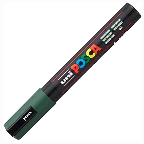 Posca PC-5M Marcador de Pintura Base al Agua - Punta de Bala 1.8-2.5mm - Ancho de Trazo 1.8-2.5mm - Resistente a la Luz - Color Verde Inglés