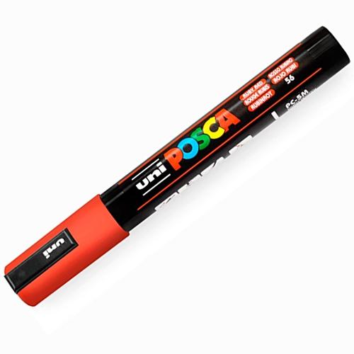 Posca PC-5M Marcador de Pintura - Punta de Bala 1.8-2.5mm - Tinta Base al Agua - Resistente a la Luz - No Permanente - Color Rojo Rubí