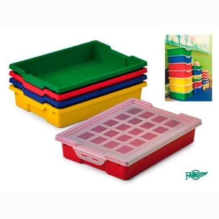 FAIBO CAJA APILABLE DE ALMACENAJE PP 420X310X73MM 6L CON TAPA VERDE