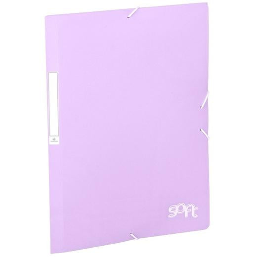 CARCHIVO CARPETA SOLAPAS FOLIO C/GOMAS PP SOFT MALVA PASTEL