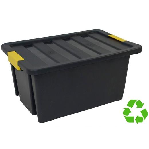 ARCHIVO 2000 CAJA DE ALMACENAJE SOSTENIBLE 55L APILABLE Y ENCAJABLE C/TAPA 430X630X300MM PP NEGRO