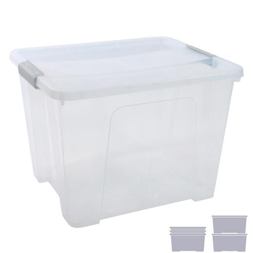 ARCHIVO 2000 CAJA DE ALMACENAJE 32L APILABLE Y ENCAJABLE C/TAPA 360X420X300MM PP CRISTAL TRANSPARENTE
