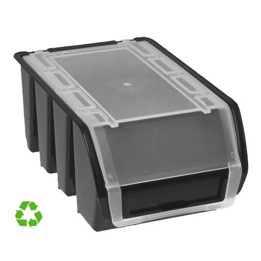 ARCHIVO 2000 GAVETA SOSTENIBLE 0,9L C/TAPA APILABLE Y ENCAJABLE 160X115X75MM PP RECICLADO NEGRO