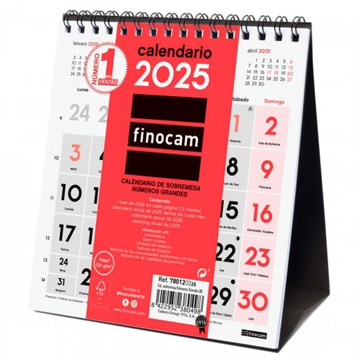 FINOCAM CALENDARIO DE SOBREMESA NÚMEROS GRANDES XS-140X150MM NEUTRO 2025
