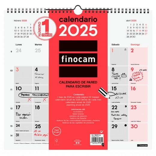 FINOCAM CALENDARIO DE PARED PARA ESCRIBIR L-340X320MM NEUTRO 2025